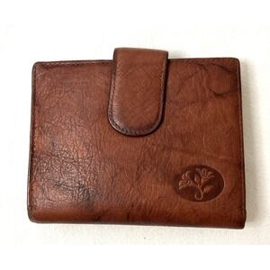 Buxton Brown Top Grain Leather Wallet w/ Coin Purse Ladies Y2K Neutral